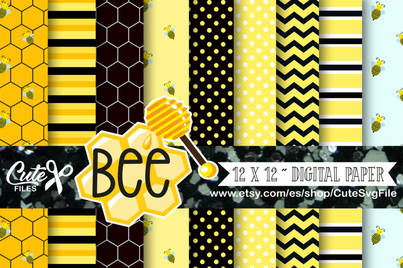 honeybee-digital-patterns-bee-papers-insects-hive-scrapbook-paper-sweet-honey-bee-clipart
