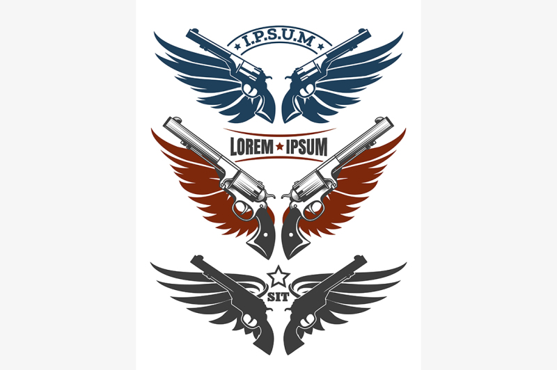 revolvers-with-wings-emblem-set