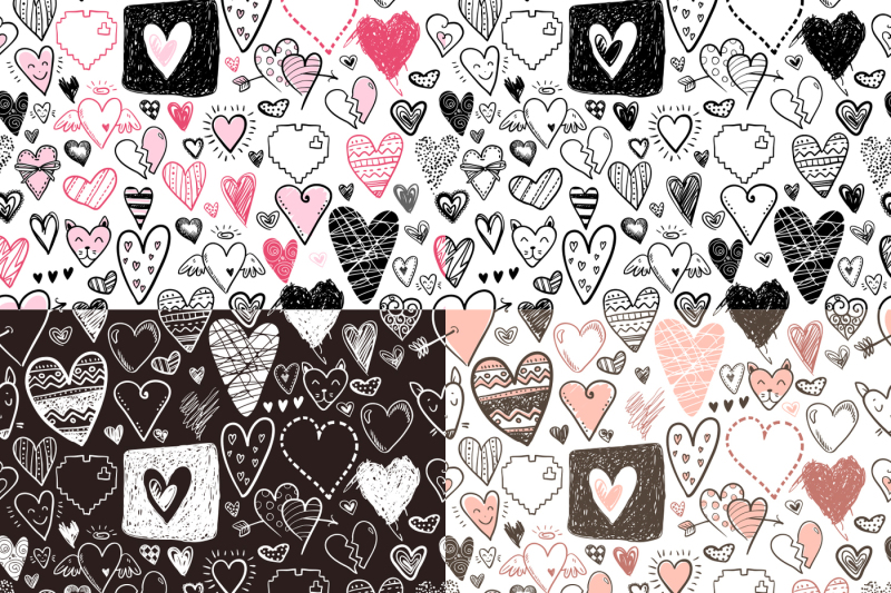 vector-doodle-hearts-set