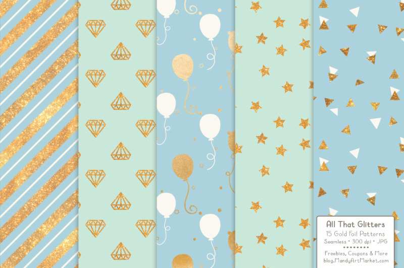 celebrate-gold-glitter-digital-papers-in-blue-and-mint