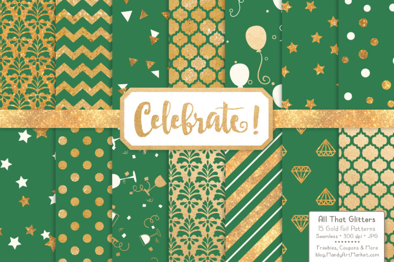 celebrate-gold-glitter-digital-papers-in-emerald