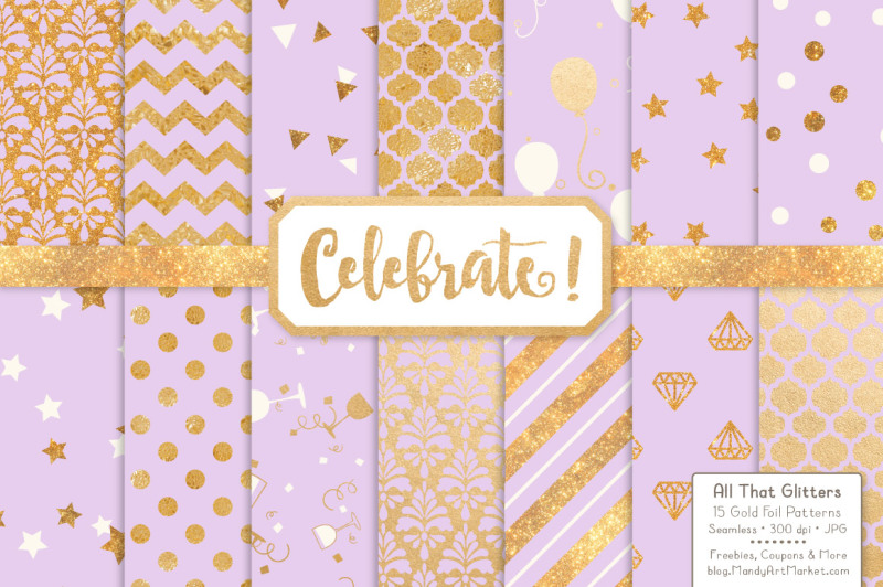 celebrate-gold-glitter-digital-papers-in-lavender
