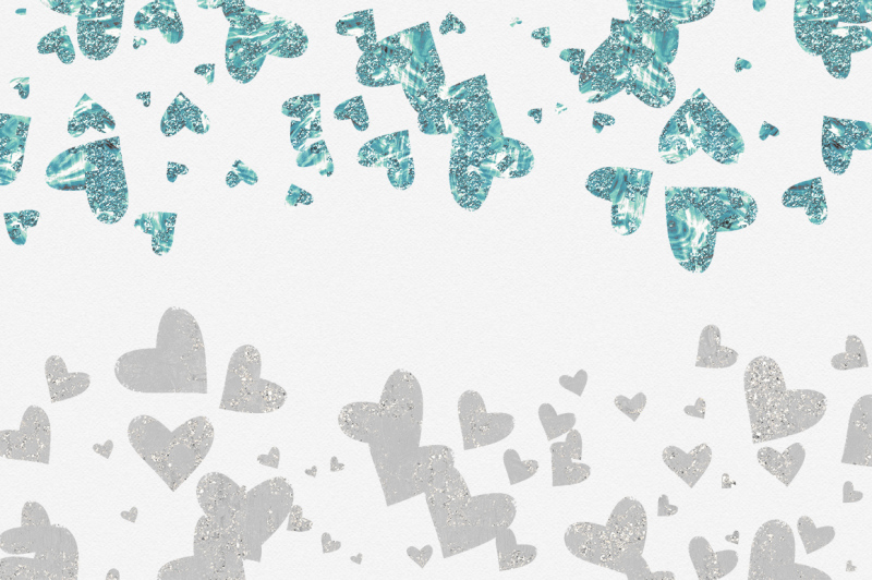 glam-hearts-love-clipart-in-teal-black-silver-and-aqua-metallic