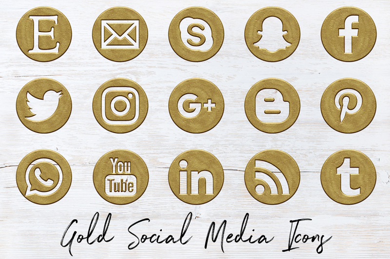 antique-gold-social-icons-set