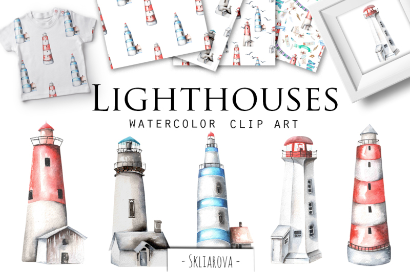lighthouses-watercolor-clip-art