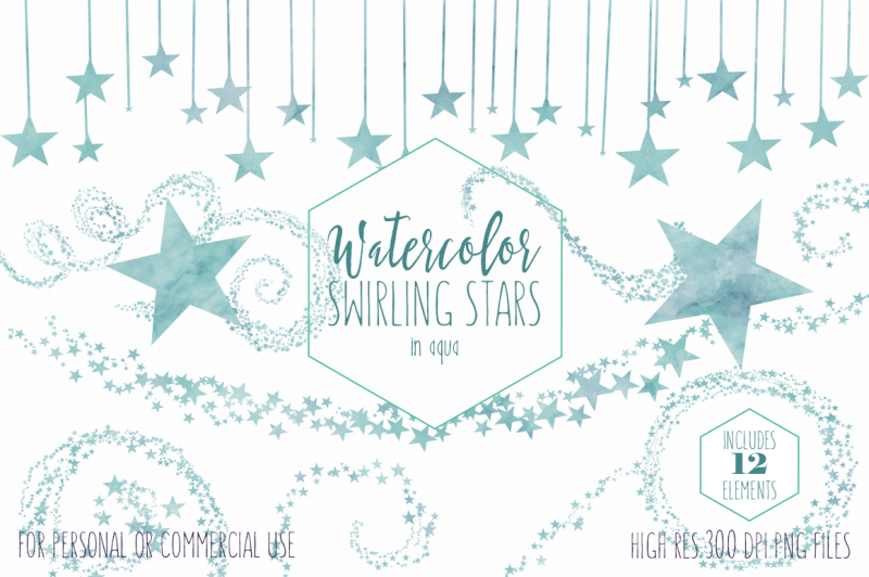 swirling-watercolor-stars-in-aqua-blue-borders-and-frames-sky-clipart