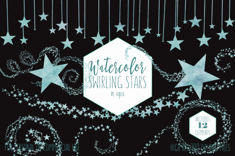 swirling-watercolor-stars-in-aqua-blue-borders-and-frames-sky-clipart