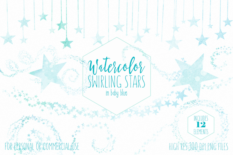 baby-blue-watercolor-star-trails-swirling-star-graphics-light-blue-star-clipart