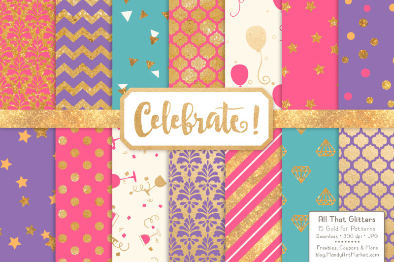 celebrate-gold-glitter-digital-papers-in-crayon-box