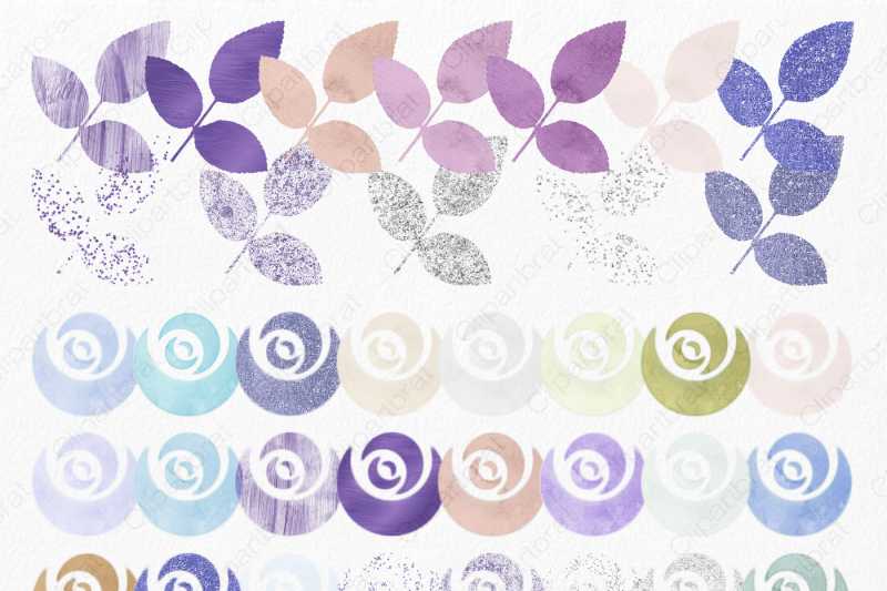 watercolor-chic-rose-floral-clipart-with-metallic-glitter-confetti-in-blue-purple-and-aqua