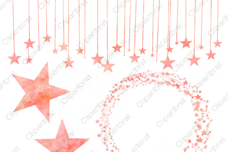 Peach Watercolor Star Graphics Celestial Star Trails In Coral Peach By Clipartbrat Thehungryjpeg Com