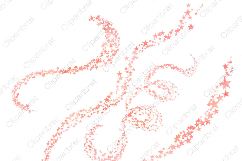 Peach Watercolor Star Graphics Celestial Star Trails In Coral Peach By Clipartbrat Thehungryjpeg Com