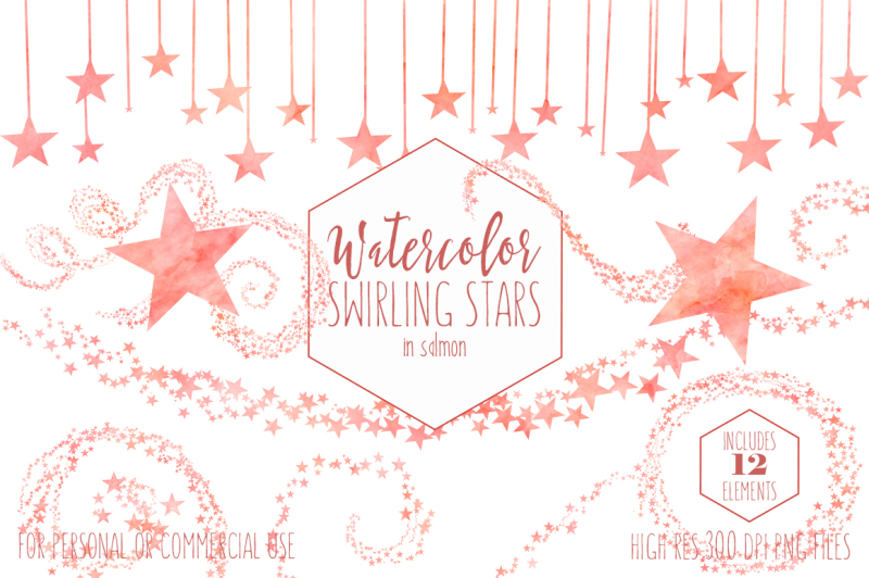 peach-watercolor-star-graphics-celestial-star-trails-in-coral-peach