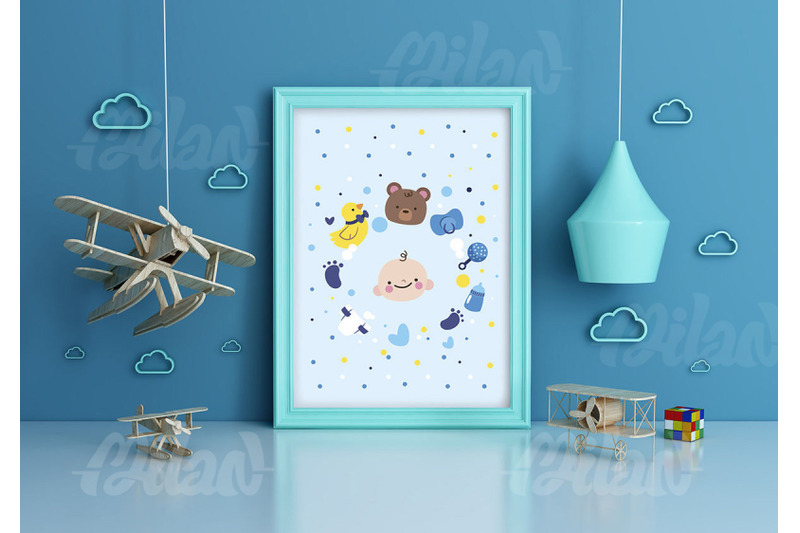 Download Kids Room Frame/poster Mockup airplane By Milan Mockup | TheHungryJPEG.com