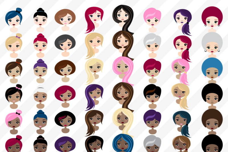 female-character-faces-clipart