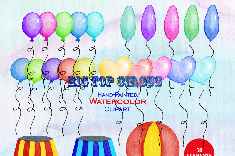 fun-watercolor-circus-clipart-graphic-bundle-with-clowns-balloons-animals-train-and-digital-background-papers