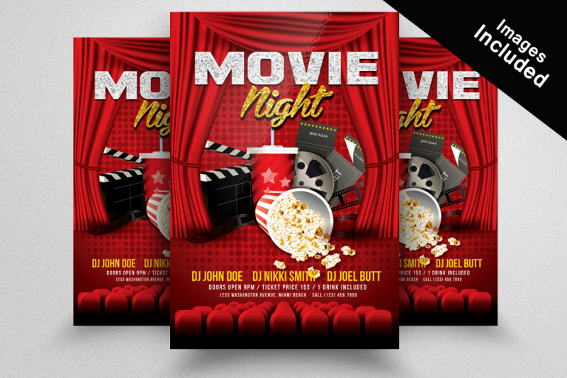 Movie Theater Flyer Templates By Designhub | TheHungryJPEG