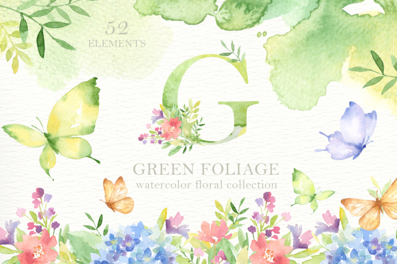 green-foliage-watercolor-clipart
