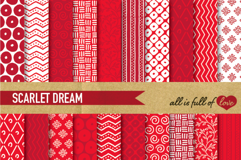 hand-draw-red-digital-paper-pack-digital-background-dream-collection
