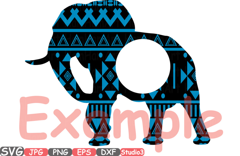 Elephant Aztec Safari Animals Silhouette SVG Cutting Files Digital Clip