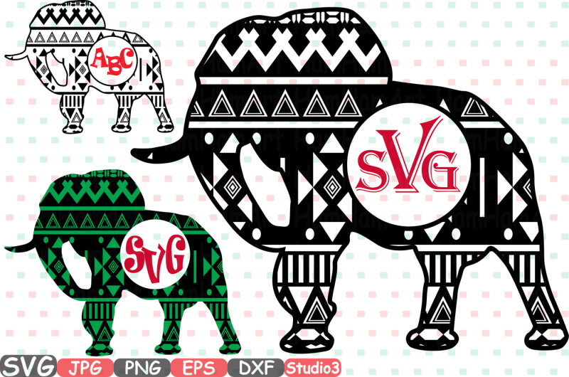 Download Elephant Aztec Safari Animals Silhouette SVG Cutting Files ...