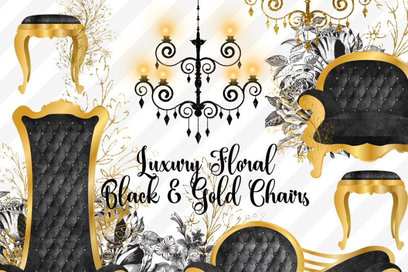 luxury-floral-black-and-gold-chairs