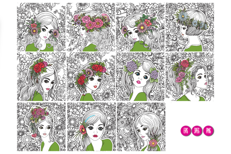 11-girls-and-flowers-coloring-pages