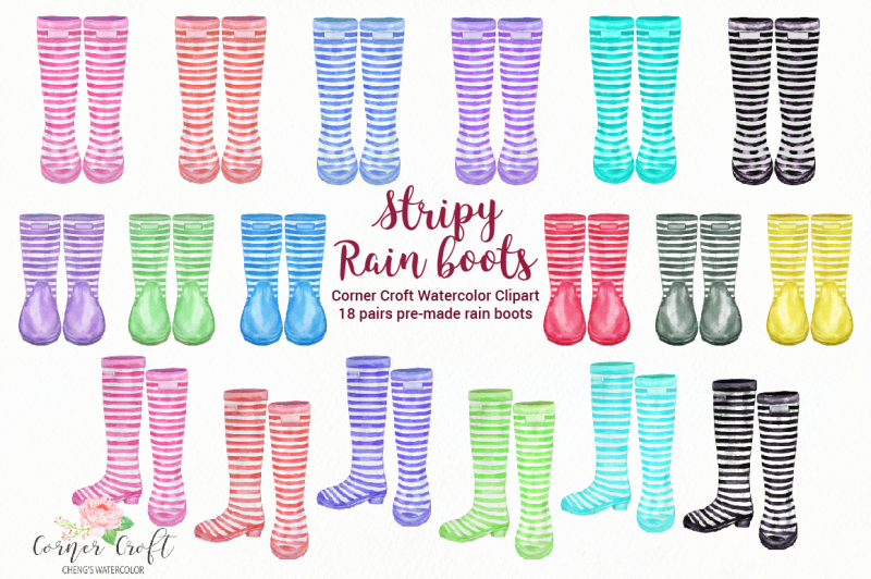 watercolor-stripe-rain-boots
