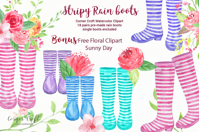 watercolor-stripe-rain-boots