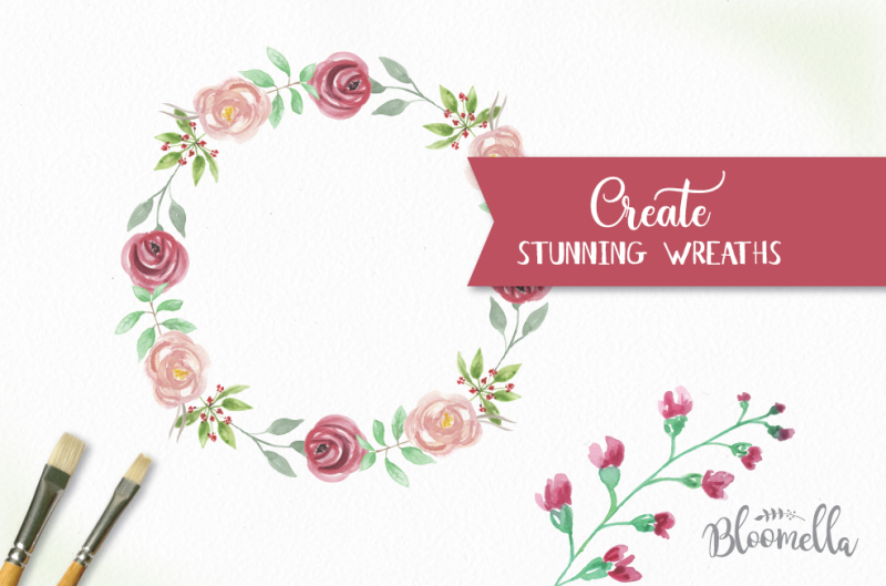 30-watercolour-clipart-elements-spring-summer-wedding-hand-painted-rose-crimson-pieces
