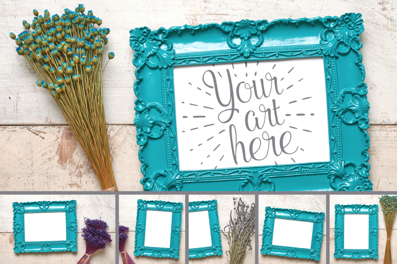 dainty-delicate-flowers-and-frames-mockup-set