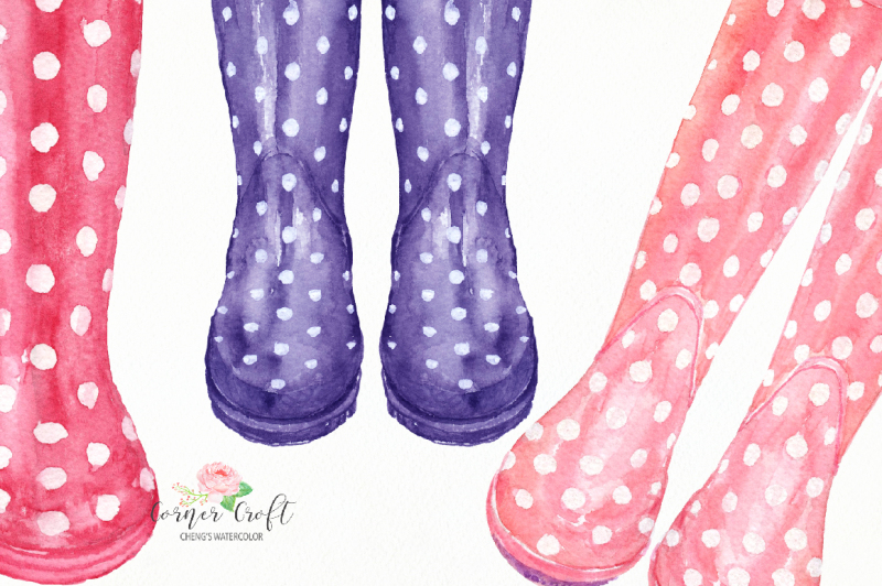 watercolor-polka-dot-rain-boots