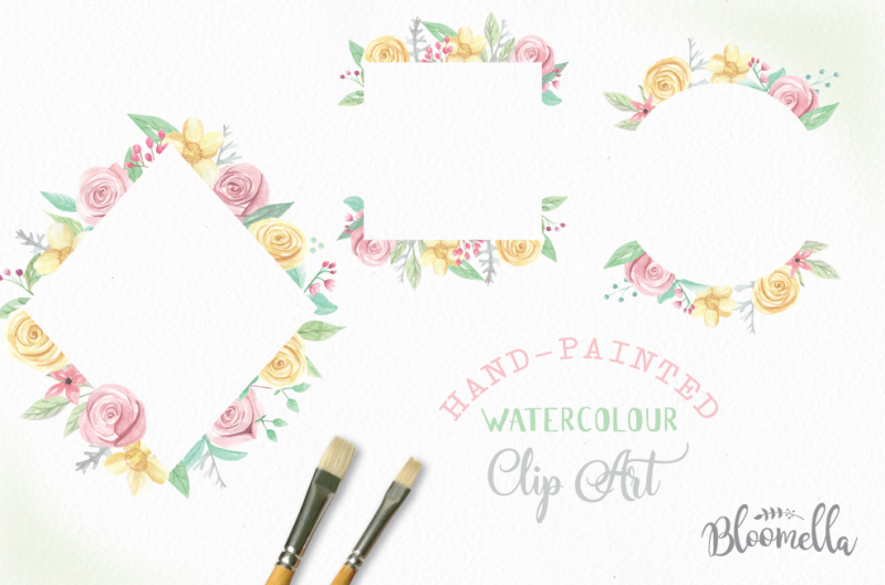 watercolor-7-frames-pink-rose-bliss-flower-floral-spring-summer-wedding-clipart-borders