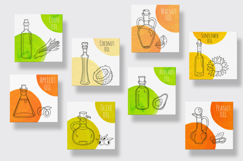hand-drawn-cooking-and-cosmetic-oils