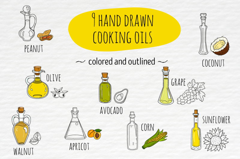 hand-drawn-cooking-and-cosmetic-oils