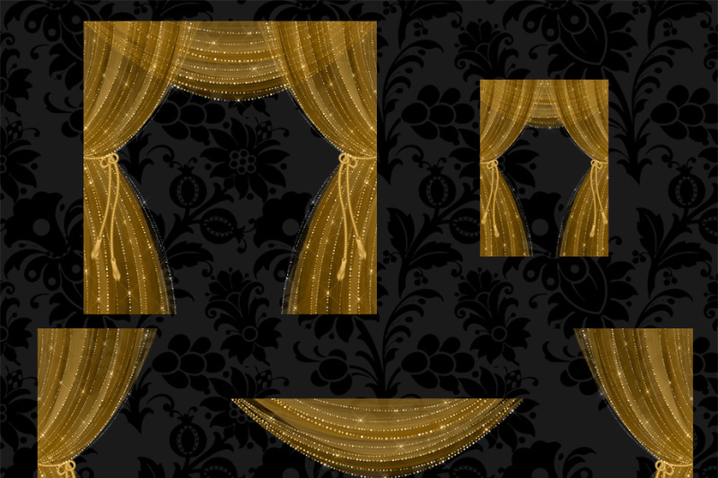 sheer-gold-curtains-clipart