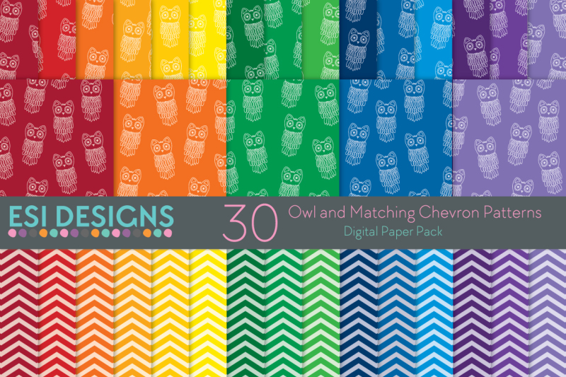 30-owl-and-matching-chevron-patterns-digital-paper-pack