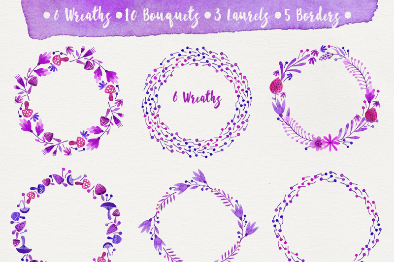 purple-madness-watercolor-floral-pack