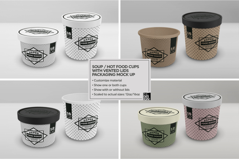 Download VOL 8: Paper Food Box Packaging Mockup Collection By INC Design Studio | TheHungryJPEG.com