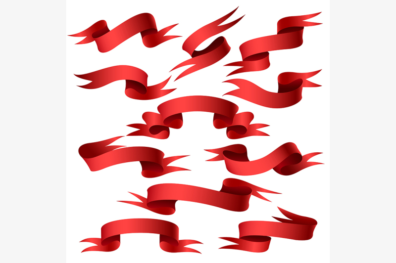 red-ribbon-banner-set