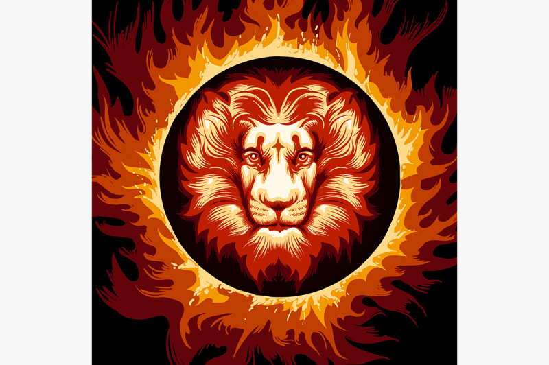 zodiac-sign-of-lion-in-fire-circle