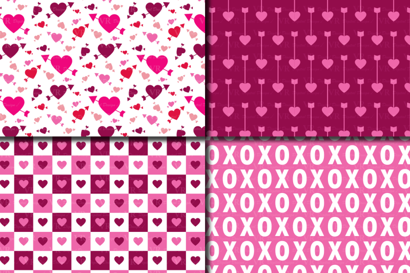 magenta-and-pink-valentine-digital-paper-pack-with-hearts-and-arrows