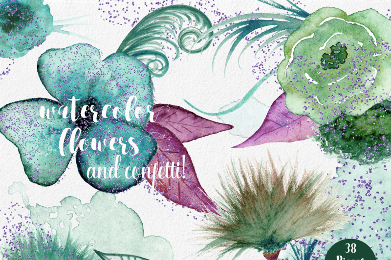 teal-and-purple-watercolor-floral-set