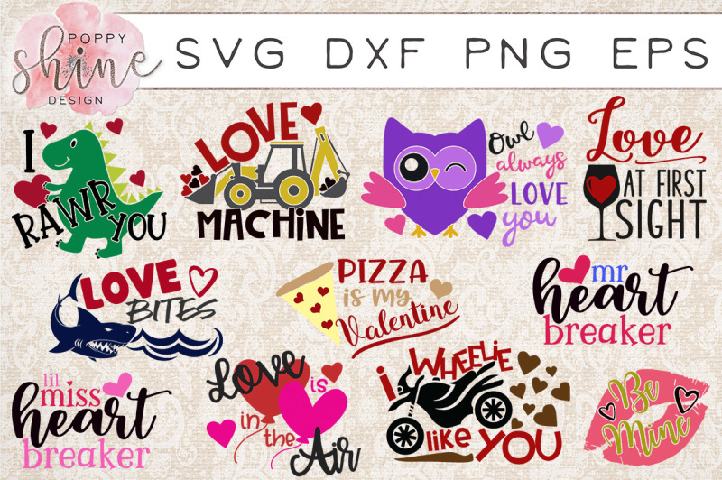 Download Valentine's Day Bundle of 11 SVG DXF PNG EPS Cutting Files ...