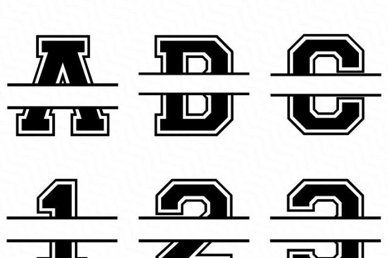 Varsity Split Font Svg, Full Alphabet + Numbers Easy Edited