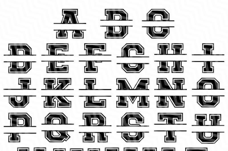 Varsity Split Font Svg Full Alphabet Numbers By Newsvgart Thehungryjpeg Com
