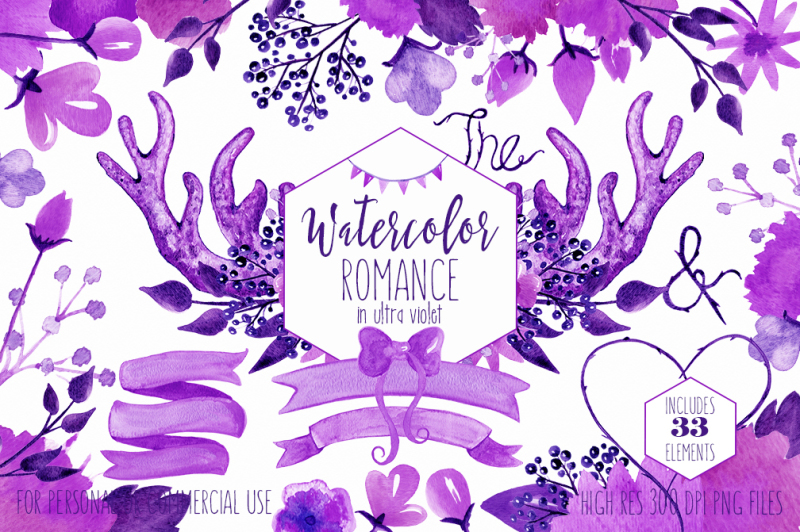 rustic-ultra-violet-floral-antlers