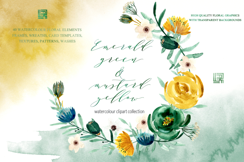 emerald-green-and-mustard-flowers-clipart
