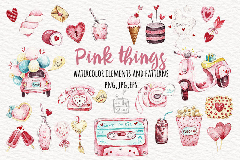 watercolor-pink-things
