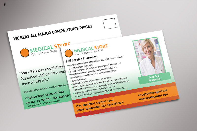 medical-store-postcard-template